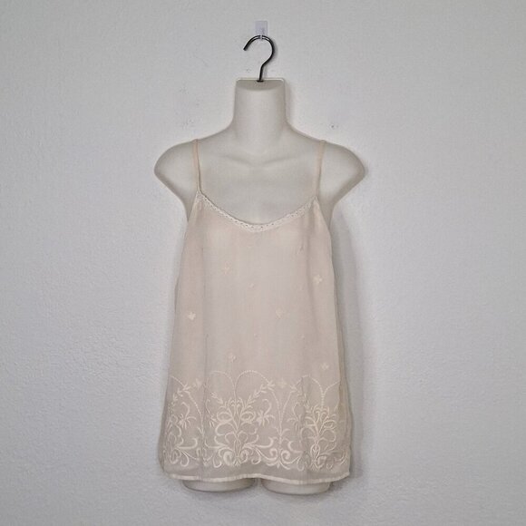 Old Navy Floral Embroidered Cami Sz S Lace Adjustable Straps Boho Minimalist - Picture 1 of 14
